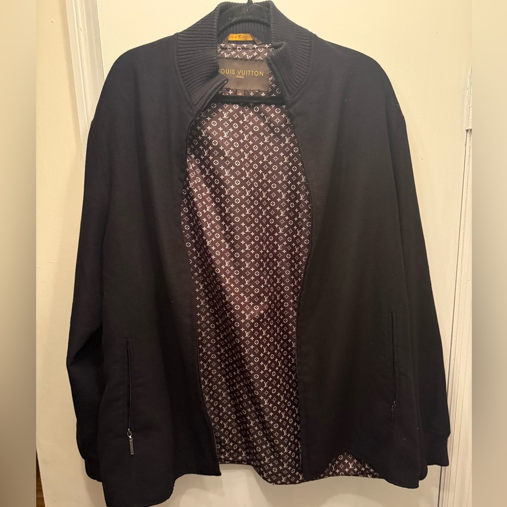 Louis Vuitton Black Bomber style Jacket- wool over short